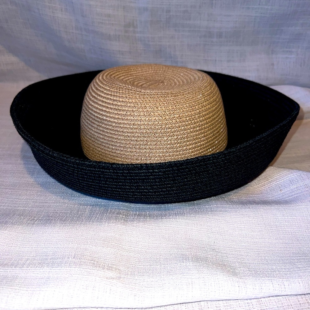 Talbots Two-Tone Black and Tan Wide Brim Hat